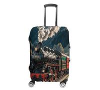 MNVTSKOP Housse de protection en polyester élastique pour valise, résistante aux rayures, lavable, motif locomotive à vapeur, blanc, M