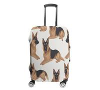 MNVTSKOP Housse de protection en polyester élastique pour valise, résistante aux rayures, lavable, motif berger allemand, blanc, L