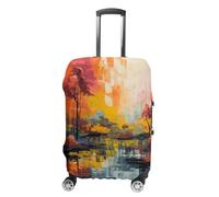 MNVTSKOP Housse de protection pour valise colorée résistante aux rayures et lavable en polyester élastique pour valise, blanc, M