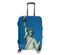 MNVTSKOP Housse de protection pour valise, motif statue de la Liberté, résistante aux rayures, lavable, en polyester élastique, blanc, M
