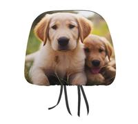 MNVTSKOP Housses d'appui-tête de voiture universelles anti-salissures en forme de chiot Golden Retriever, faciles à installer, durables et respirantes, accessoires de véhicule pour voitures, camions