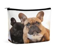 MNVTSKOP Jolie trousse de maquillage de voyage avec bouledogue français, grande capacité, trousse de toilette portable tendance pour femme