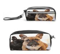 MNVTSKOP Jolie trousse de maquillage en forme de bouledogue français, petite trousse de voyage, organisateur de papeterie portable pour femmes et enseignantes