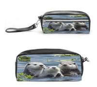 MNVTSKOP Jolie trousse de maquillage en forme de loutre de mer, petite trousse de voyage, organisateur de papeterie portable pour femmes enseignantes