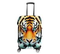MNVTSKOP Little Fat Tiger Head Housse de protection en polyester élastique pour valise, résistante aux rayures et lavable, blanc, L