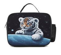 MNVTSKOP Little Tiger in Space Boîte à déjeuner réutilisable étanche avec poignée pour bureau, pique-nique, plage