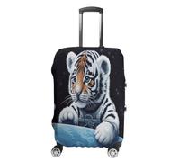 MNVTSKOP Little Tiger in Space Housse de protection en polyester élastique pour valise résistante aux rayures et lavable, blanc, XL