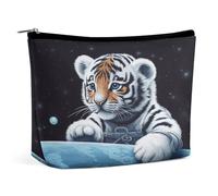 MNVTSKOP Little Tiger in Space Trousse de toilette portable de grande capacité pour femme