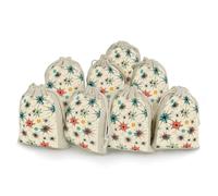 MNVTSKOP Lot de 8 petits sacs en mousseline avec cordon de serrage, motif étoiles atomiques, sacs à bijoux réutilisables, pour fête de mariage, bijoux, loisirs créatifs