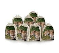 MNVTSKOP Lot de 8 petits sacs en mousseline avec cordon de serrage Motif léopard africain Pour bijoux et loisirs créatifs