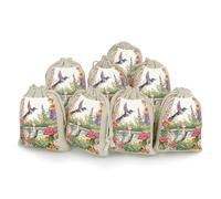 MNVTSKOP Lot de 8 petits sacs en mousseline avec cordon de serrage pour jardin avec oiseaux et fleurs, pochettes à bijoux réutilisables pour fête de mariage, bijoux, loisirs créatifs