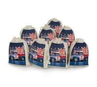 MNVTSKOP Lot de 8 petits sacs en mousseline avec cordon de serrage pour les camions patriotiques du 4 juillet, pochettes à bijoux réutilisables pour fête de mariage, bijoux, loisirs créatifs