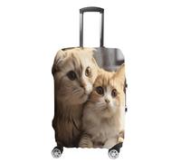 MNVTSKOP Lovers Cat Housse de protection en polyester élastique pour valise, résistante aux rayures, lavable, blanc, S