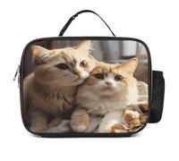 MNVTSKOP Lovers Cat Lunch Box Sac à déjeuner réutilisable étanche avec poignée pour bureau, pique-nique, plage