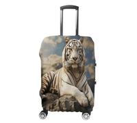 MNVTSKOP Majestic Tiger Housse de protection en polyester élastique pour valise résistante aux rayures et lavable, blanc, S