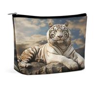 MNVTSKOP Majestic Tiger Resting on A Rock Trousse de maquillage de voyage de grande capacité pour femme