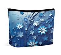 MNVTSKOP Mini trousse de maquillage de voyage bleue à motif tourbillon de fleurs pour femme