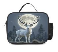 MNVTSKOP Moonlight Deer Boîte à déjeuner réutilisable étanche avec poignée pour bureau, pique-nique, plage