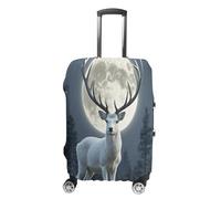 MNVTSKOP Moonlight Deer Housse de protection en polyester élastique pour valise, résistante aux rayures, lavable, blanc, XL