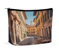 MNVTSKOP Old Courtyard Cafe Chair City, Rome, Italie, Trousse de maquillage de voyage de grande capacité, trousse de toilette portable tendance pour femme