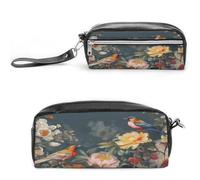 MNVTSKOP Petite trousse de maquillage avec fleurs et oiseaux - Organiseur de papeterie portable pour femmes et enseignantes