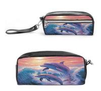 MNVTSKOP Petite trousse de maquillage avec motif dauphins - Organiseur de papeterie portable pour femmes et enseignantes