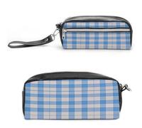 MNVTSKOP Petite trousse de maquillage bleue et blanche - Trousse de voyage portable pour femme et enseignante