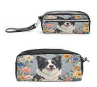MNVTSKOP Petite trousse de maquillage Border Collie à motif floral pour femmes et enseignantes