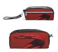 MNVTSKOP Petite trousse de maquillage en forme de serpent rouge bouclé, organiseur de papeterie portable pour femmes et enseignantes