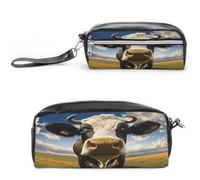 MNVTSKOP Petite trousse de maquillage en forme de vache des Prairies - Organiseur de papeterie portable pour femmes et enseignantes