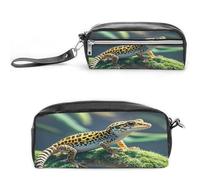 MNVTSKOP Petite trousse de maquillage léopard Little Gecko - Trousse de voyage portable pour femme et enseignante