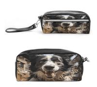MNVTSKOP Petite trousse de maquillage pasteur Border Collie - Petite trousse de voyage portable pour femmes et enseignantes