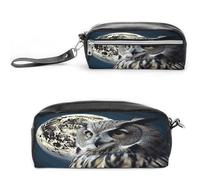 MNVTSKOP Petite trousse de maquillage portable en forme de hibou et de lune pour femmes et enseignantes