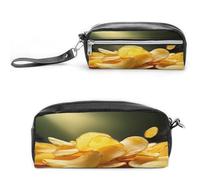 MNVTSKOP Petite trousse de maquillage pour frites de pommes de terre, trousse de voyage, organisateur de papeterie portable pour femmes enseignantes