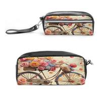 MNVTSKOP Petite trousse de maquillage pour vélo avec fleurs - Organiseur de papeterie portable pour femmes et enseignantes