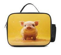 MNVTSKOP Piggy Is Jumping Boîte à déjeuner réutilisable étanche avec poignée pour bureau, pique-nique, plage
