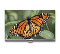 MNVTSKOP Porte-cartes de visite fin en métal - Porte-cartes de visite - Porte-cartes de visite monarque papillon - Organisateur de cartes de visite professionnel - Porte-cartes de crédit pour homme et