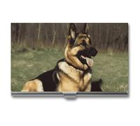 MNVTSKOP Porte-cartes de visite fin en métal pour cartes de visite - Berger allemand - Organisateur professionnel de cartes de visite - Porte-cartes de crédit pour homme et femme - Berger allemand