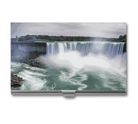MNVTSKOP Porte-cartes de visite fin en métal pour cartes de visite Niagara Falls - Organisateur de cartes de visite professionnel pour homme et femme - Chutes du Niagara - 9,4 x 5,6 x 0,8 cm