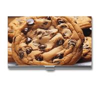 MNVTSKOP Porte-cartes de visite fin en métal pour cartes de visite - Porte-cartes de visite professionnel - Organisateur de cartes de visite professionnel pour homme et femme - Cookie au chocolat, 9,4