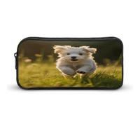 MNVTSKOP Puppy Crossing The Grass Trousse à crayons de grande capacité pour homme et femme