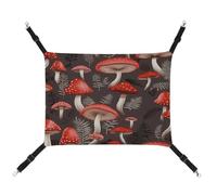 MNVTSKOP Red Mushrooms Hamac respirant à suspendre pour chat avec sangles réglables et crochets en métal pour petit animal domestique Lit pour intérieur et extérieur