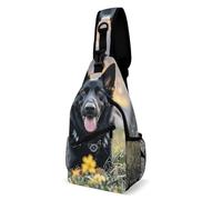 MNVTSKOP Sac à dos de voyage à bandoulière pour chien berger allemand noir, sac à bandoulière réglable pour femmes et hommes