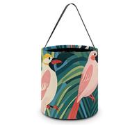MNVTSKOP Sacs à bonbons pliables pour Halloween, oiseaux tropicaux et feuilles de plantes, sacs fourre-tout réutilisables avec poignées, sac cadeau pour fête d'Halloween, tropical, Oiseaux tropicaux