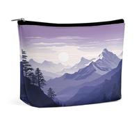 MNVTSKOP Silhouette of Mountains Trousse de maquillage de voyage de grande capacité, trousse de toilette portable tendance pour femme