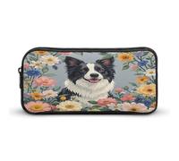 MNVTSKOP Trousse à crayons Border Collie Florals de grande capacité pour homme et femme