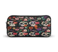 MNVTSKOP Trousse à crayons Day of The Dead - Motif tête de mort - Grande capacité - Pour homme et femme - Organiseur de bureau