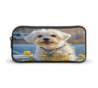 MNVTSKOP Trousse à crayons de grande capacité avec motif chien maltais pour homme et femme