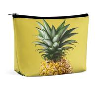 MNVTSKOP Trousse de maquillage de voyage à motif ananas jaune de grande capacité, trousse de toilette portable tendance pour femme