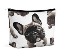 MNVTSKOP Trousse de maquillage de voyage avec bouledogue français, grande capacité, trousse de toilette portable tendance pour femme